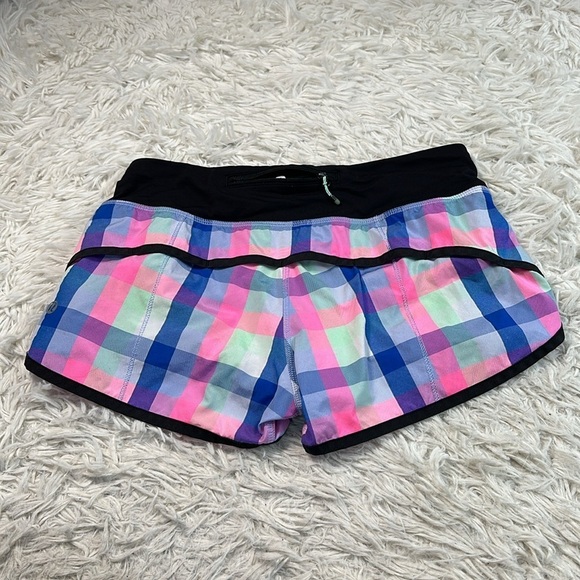 Lululemon Run: Speed Short *2-way Stretch Pop Plaid Reflective Multi / Black - Picture 4 of 6